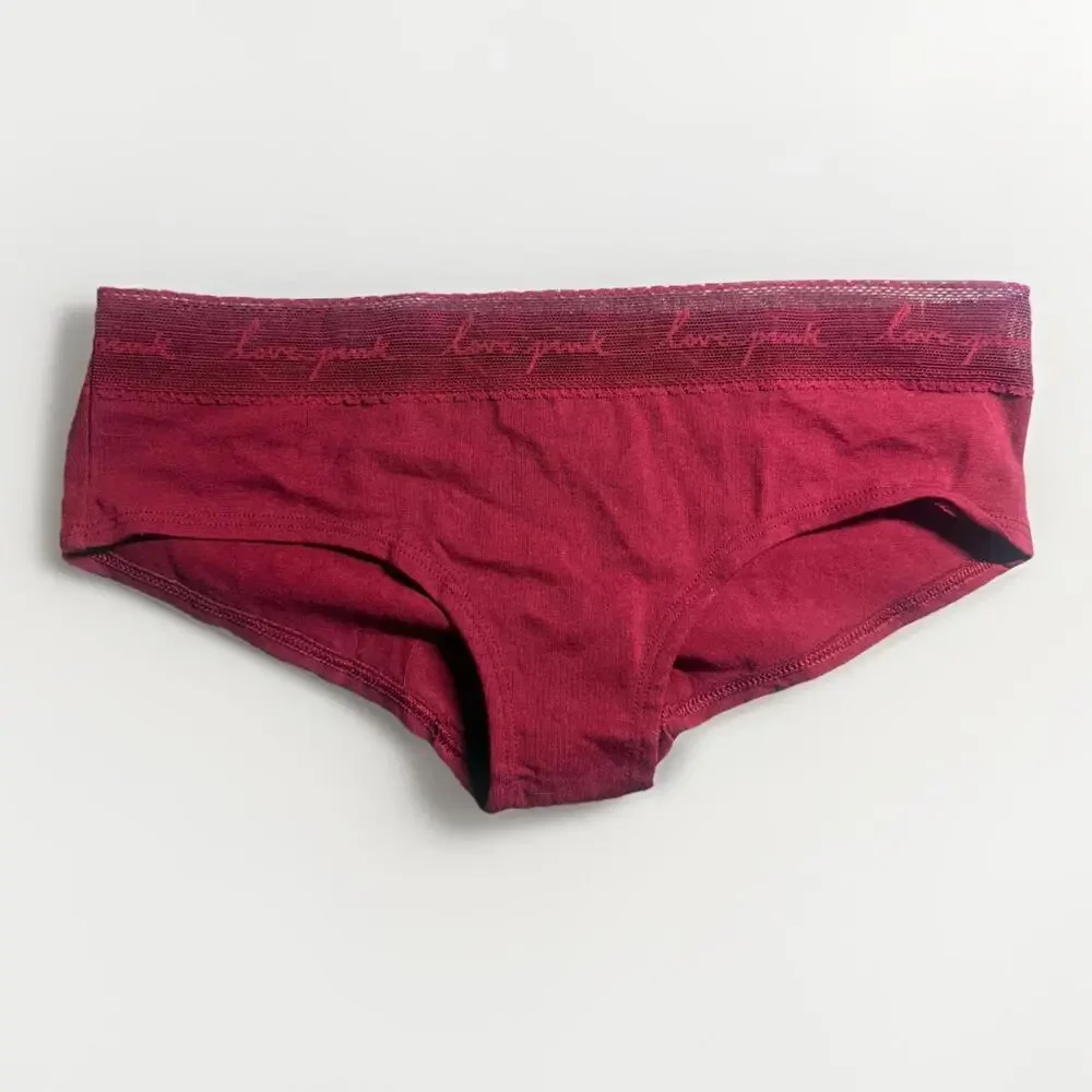 Victoria’s Secret Pink Hipster Women’s Panties Size S Maroon Lace Trim